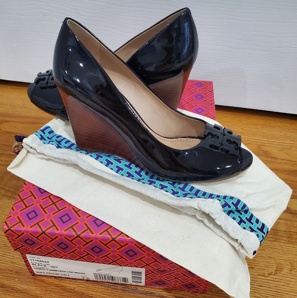 Tory Burch Lowell 2 85MM Peep Toe Wedge 7.5
